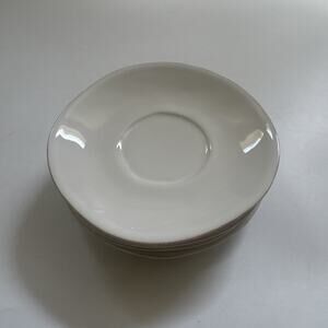 Crate & Barrel White Ceramic Teacup Espresso Saucers Set of 4 PORTUGAL